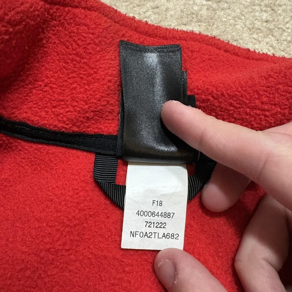 The North Face Denali Jacket Boys Small 7/8 Red Black Fleece Full Zip Pockets